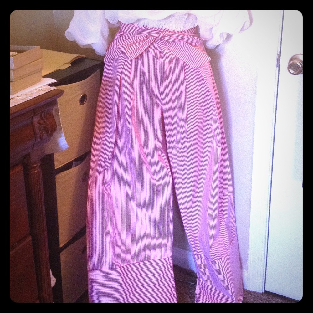 Zara pinstripe wide leg pant.